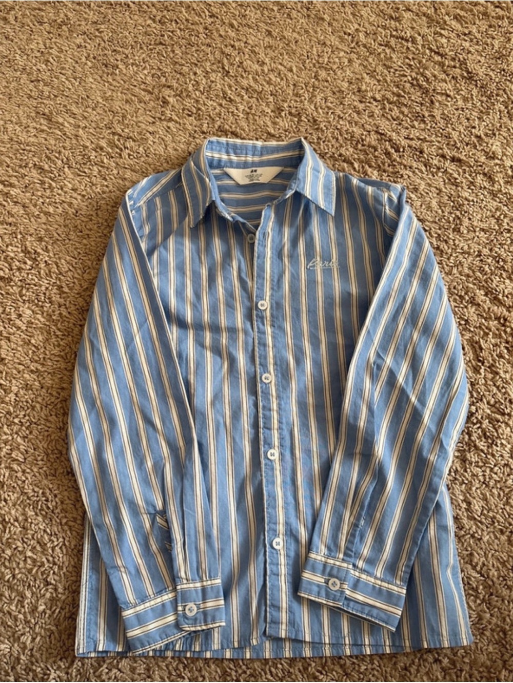Kids Blue Striped Button-Down Shirt - Casual Smart